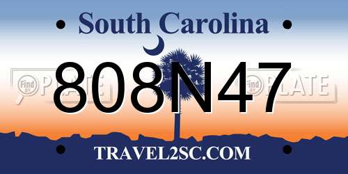 808N47 South Carolina License Plate