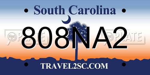 808NA2 South Carolina License Plate