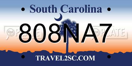 808NA7 South Carolina License Plate