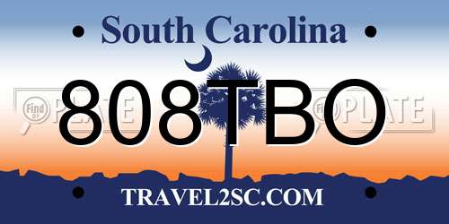 808TBO South Carolina License Plate