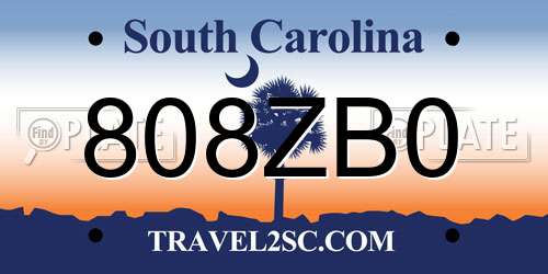 808ZB0 South Carolina License Plate