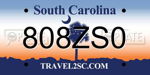 808ZS0 South Carolina License Plate