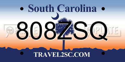 808ZSQ South Carolina License Plate