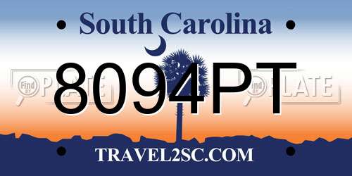 8094PT South Carolina License Plate