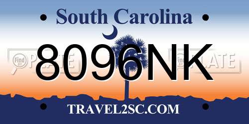 8096NK South Carolina License Plate