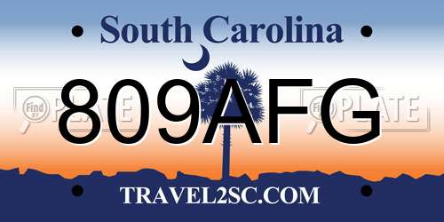 809AFG South Carolina License Plate