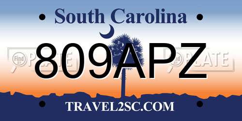 809APZ South Carolina License Plate