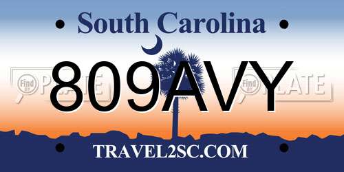 809AVY South Carolina License Plate