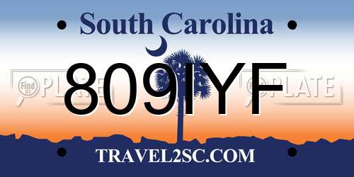 809IYF South Carolina License Plate