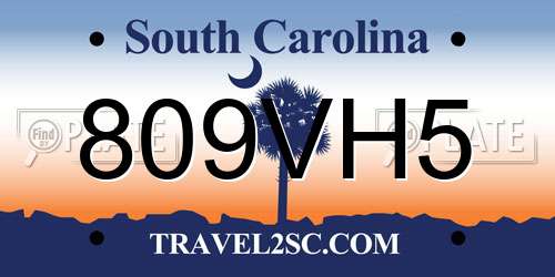 809VH5 South Carolina License Plate