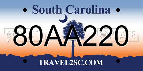 80AA220 South Carolina License Plate