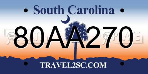 80AA270 South Carolina License Plate