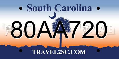 80AA720 South Carolina License Plate