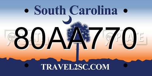 80AA770 South Carolina License Plate