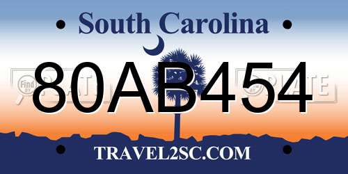 80AB454 South Carolina License Plate