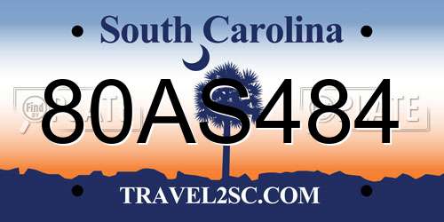 80AS484 South Carolina License Plate