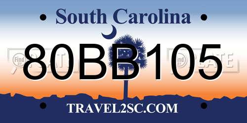 80BB105 South Carolina License Plate
