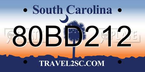 80BD212 South Carolina License Plate