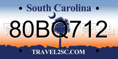 80BQ712 South Carolina License Plate