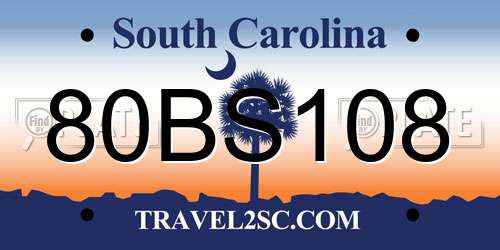 80BS108 South Carolina License Plate