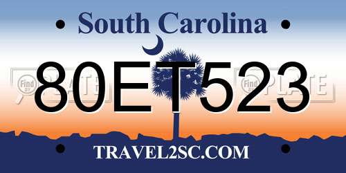 80ET523 South Carolina License Plate