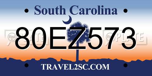 80EZ573 South Carolina License Plate