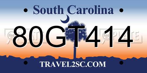 80GT414 South Carolina License Plate