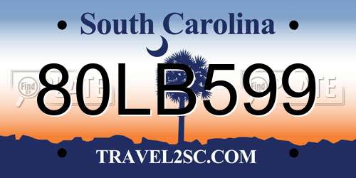 80LB599 South Carolina License Plate