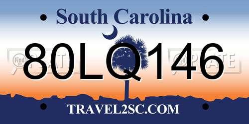 80LQ146 South Carolina License Plate