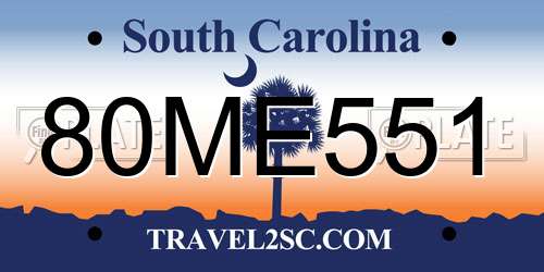 80ME551 South Carolina License Plate