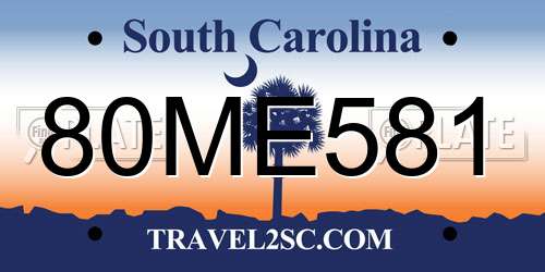 80ME581 South Carolina License Plate