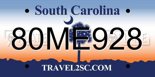 80ME928 South Carolina License Plate