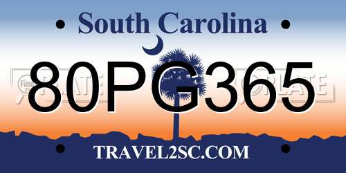 80PG365 South Carolina License Plate
