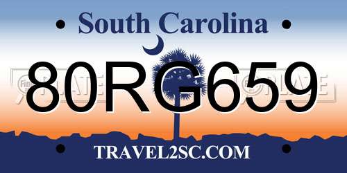 80RG659 South Carolina License Plate