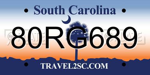80RG689 South Carolina License Plate
