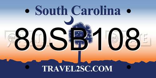 80SB108 South Carolina License Plate