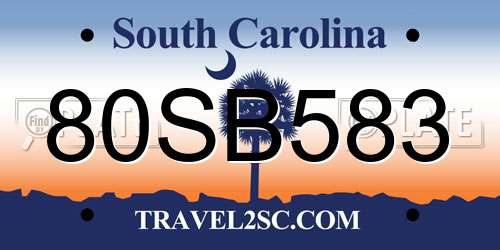 80SB583 South Carolina License Plate