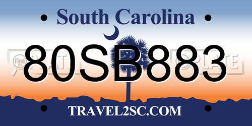 80SB883 South Carolina License Plate