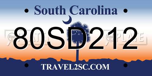 80SD212 South Carolina License Plate