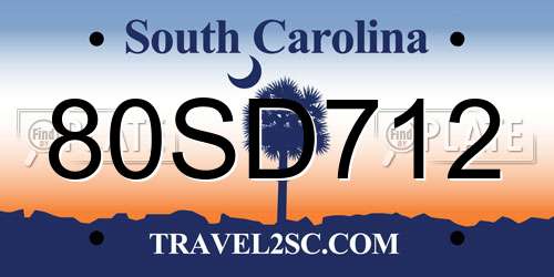 80SD712 South Carolina License Plate