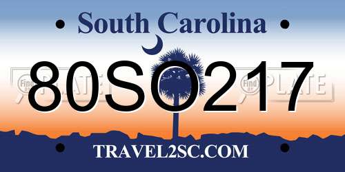 80SO217 South Carolina License Plate