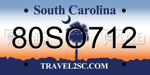 80SO712 South Carolina License Plate