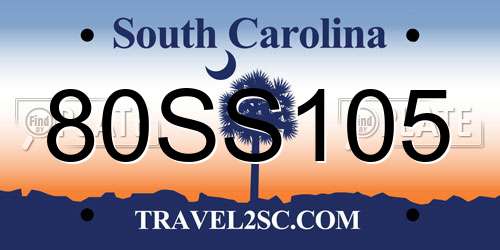 80SS105 South Carolina License Plate