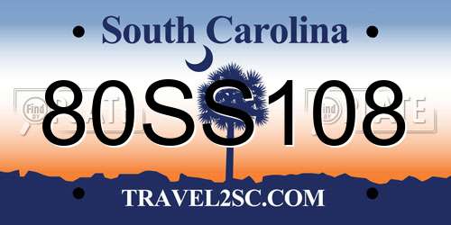 80SS108 South Carolina License Plate