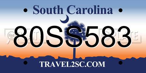 80SS583 South Carolina License Plate