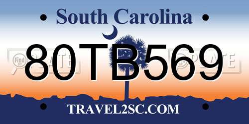 80TB569 South Carolina License Plate