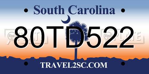 80TD522 South Carolina License Plate