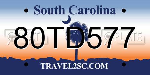 80TD577 South Carolina License Plate