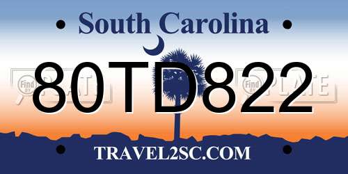 80TD822 South Carolina License Plate