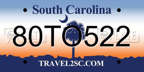 80TO522 South Carolina License Plate